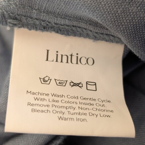 Lintico Womens Sz S Blue Marina Pockets Elastic Waist Lagenlook 100% Linen Skirt - Picture 6 of 7